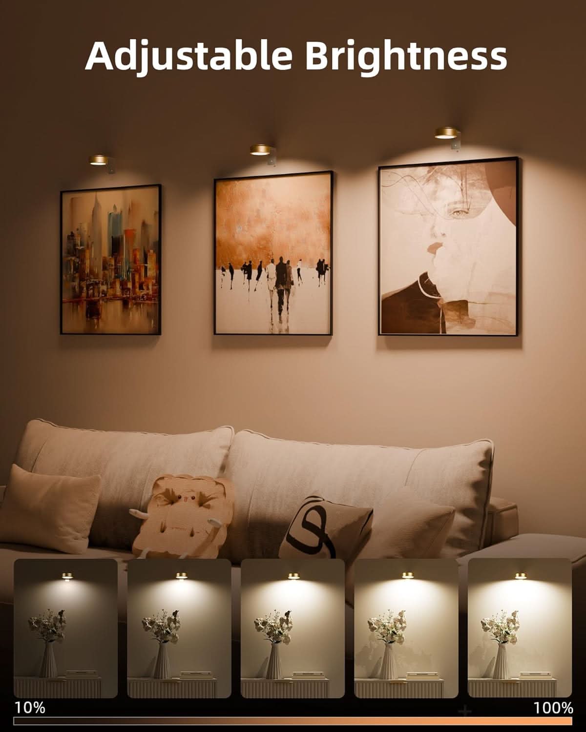 EZVALO 3 Pack Picture Lights, 2000mAh Rechargeable Magnetic Wall Lights, 15 Colors RGB+3 Modes, Dimmable Remote Timer, Wireless Art Display Lights for Paintings & Frames - EZVALO