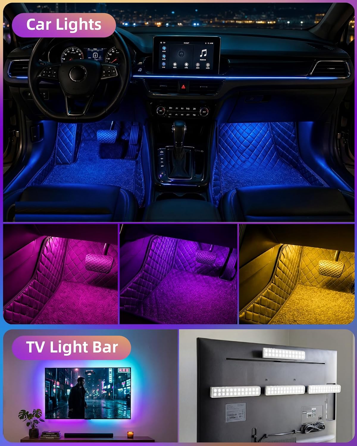 EZVALO 80 RGB Color Changing Under Cabinet Lighting Wireless, 1800mAh Rechargeable Shelf Lights, Magnetic, Timer & Dimmable Bar Light with Remote for Kitchen, Display Case, Cabinet, 6Pack - EZVALO