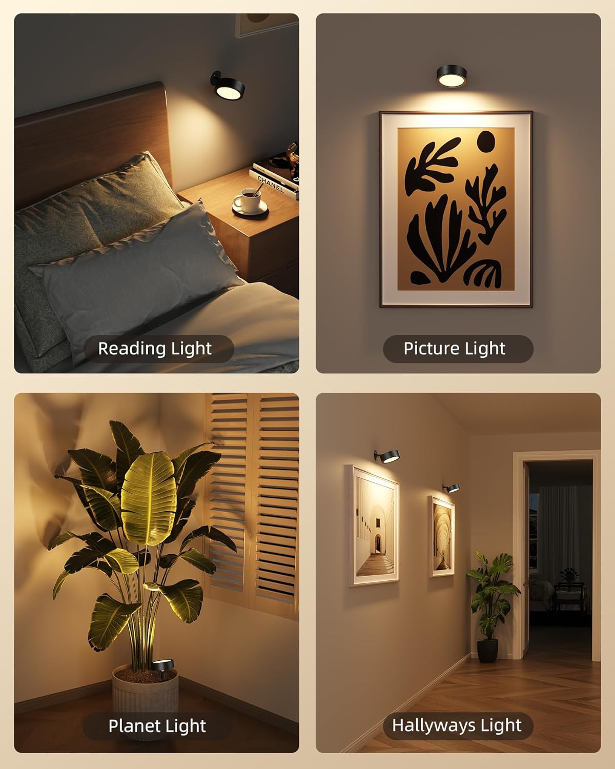 EZVALO LED Wall Mounted Lights, 5500mAh Rechargeable Wall Sconces Lamp, 3 Color Temps & Remote and Touch Control, 360°Rotation Dimmable Cordless Wall Light for Bedroom Reading Study Bedside (2 Pack) - EZVALO