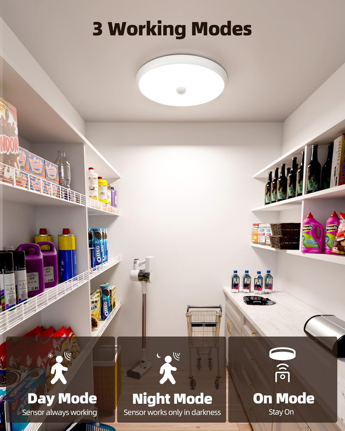 Motion Sensor Light Indoor, 2 - Pack, 10000mAh, 7.1inch, 400LM, Remote Control, Dimmable, LED, Flush Mount, Wireless, Rechargeable, Battery Operated, Cordless, Ceiling Light, Closet Light, No Wiring - EZVALO