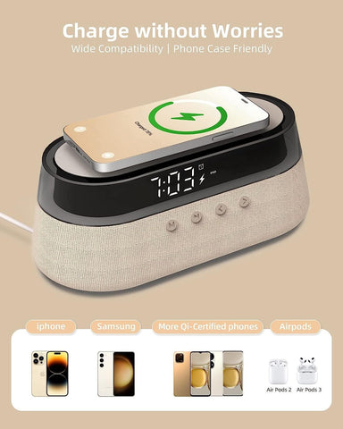 EZVALO EzChrono Pro 6-in-1 Radio Alarm Clock with Wireless Charging 15W