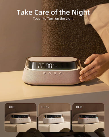 EZVALO EzChrono Pro 6-in-1 Radio Alarm Clock with Wireless Charging 15W