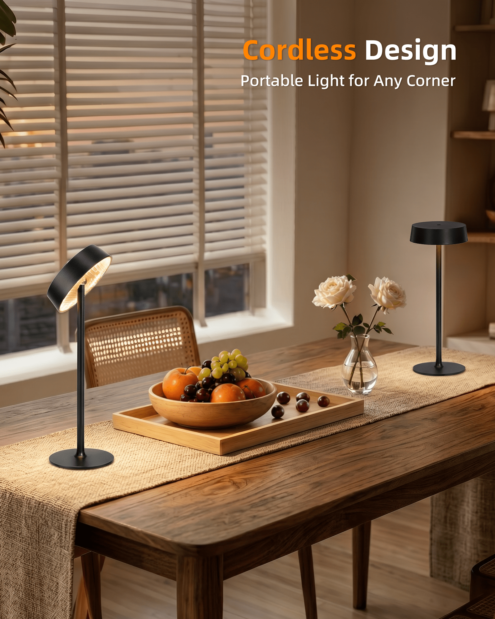 Cordless Lamp, Rechargeable Table Lamp, Battery Operated, RGB Dimmable Touch Control, 3 Color Temperatures, LED Memory Function, Portable Outdoor Waterproof Desk Lamp, Restaurant Dining Patio Kitchen - EZVALO