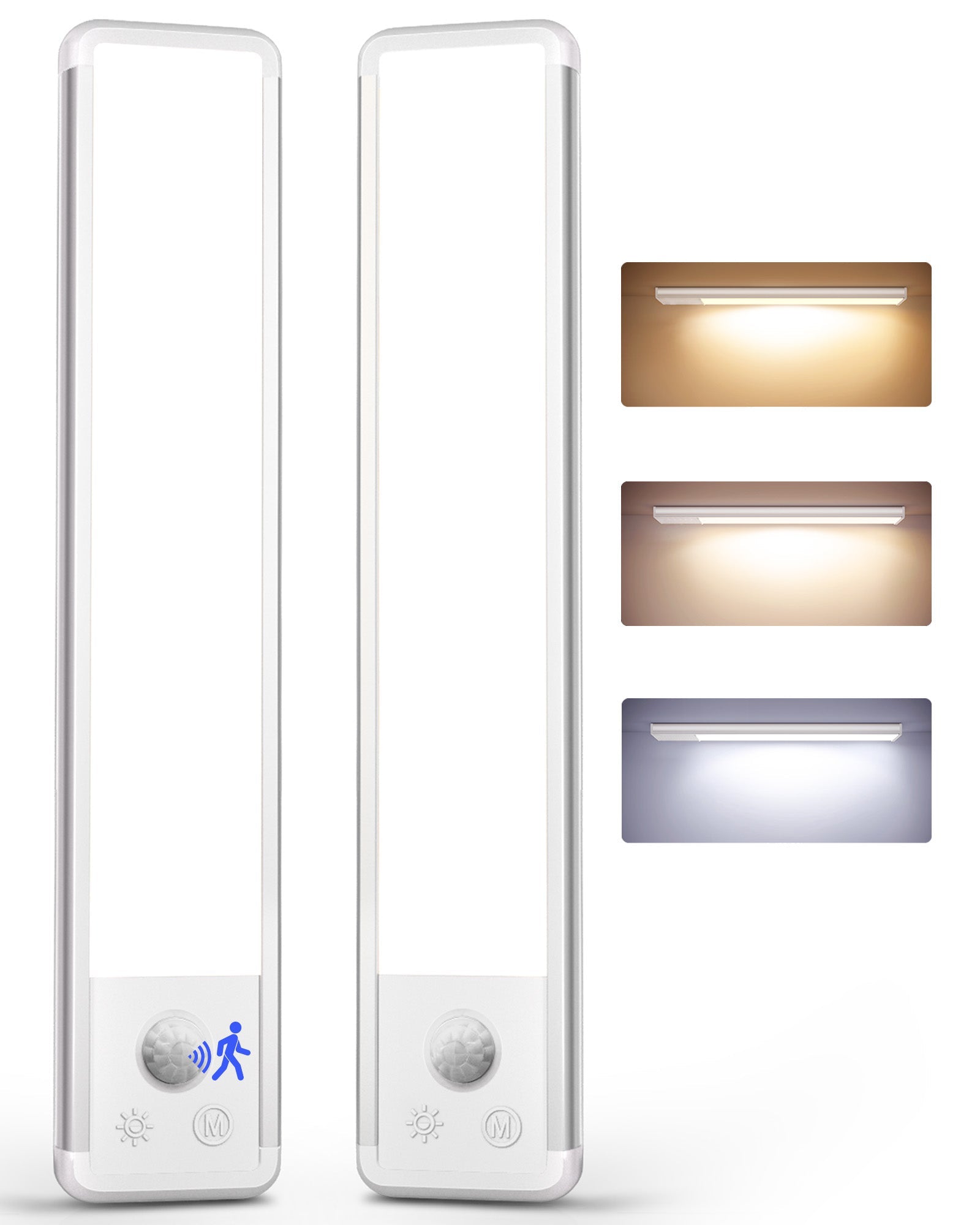 EZVALO 11.8 - inch Under Cabinet Lighting, 3 Color Temperatures, 2400 mAh Rechargeable Motion Sensor Light Indoor, LED Magnetic Wireless Light with Dimmable for Kitchen, Stairs, Pantry, Closet - EZVALO