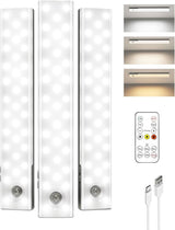 EZVALO 6 - Pack Under Cabinet Lighting with Charging Station, 2000mAh Rechargeable Wireless Motion Sensor Lights, 3 Color Temps, Dimmable, Timer, Magnetic, with Remote Control for Kitchen, Closet, Stair - EZVALO
