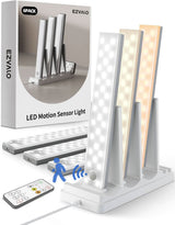 EZVALO 6 - Pack Under Cabinet Lighting with Charging Station, 2000mAh Rechargeable Wireless Motion Sensor Lights, 3 Color Temps, Dimmable, Timer, Magnetic, with Remote Control for Kitchen, Closet, Stair - EZVALO