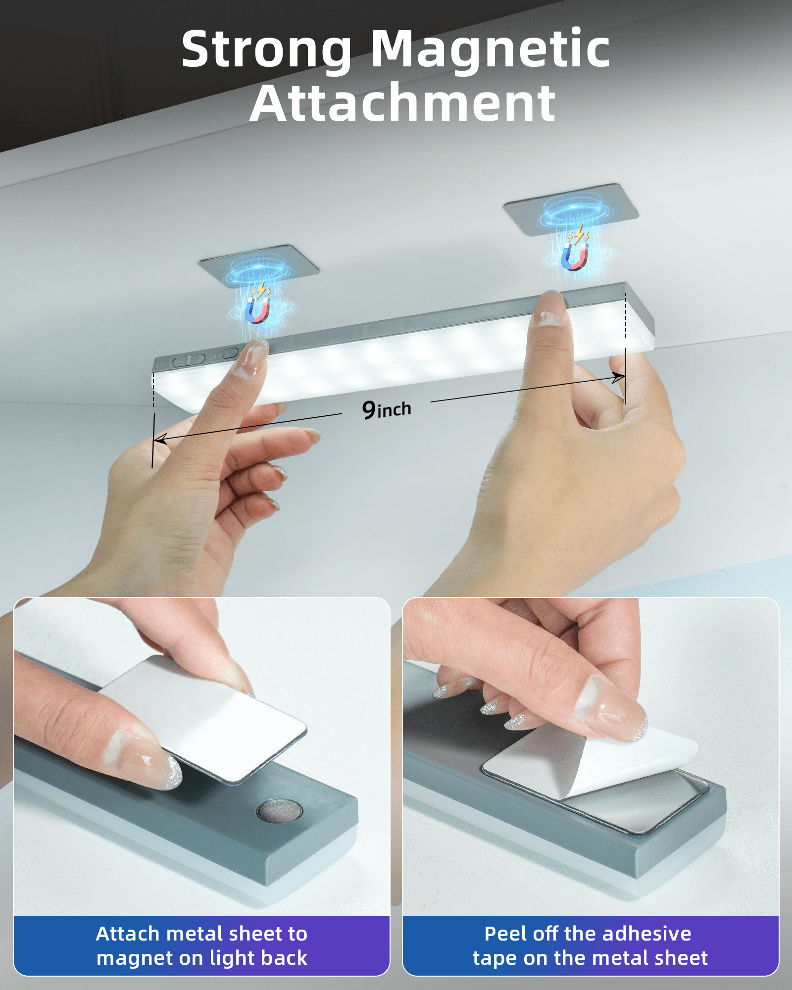 EZVALO 80 RGB Color Changing Under Cabinet Lighting Wireless, 1800mAh Rechargeable Shelf Lights, Magnetic, Timer & Dimmable Bar Light with Remote for Kitchen, Display Case, Cabinet, 6Pack - EZVALO