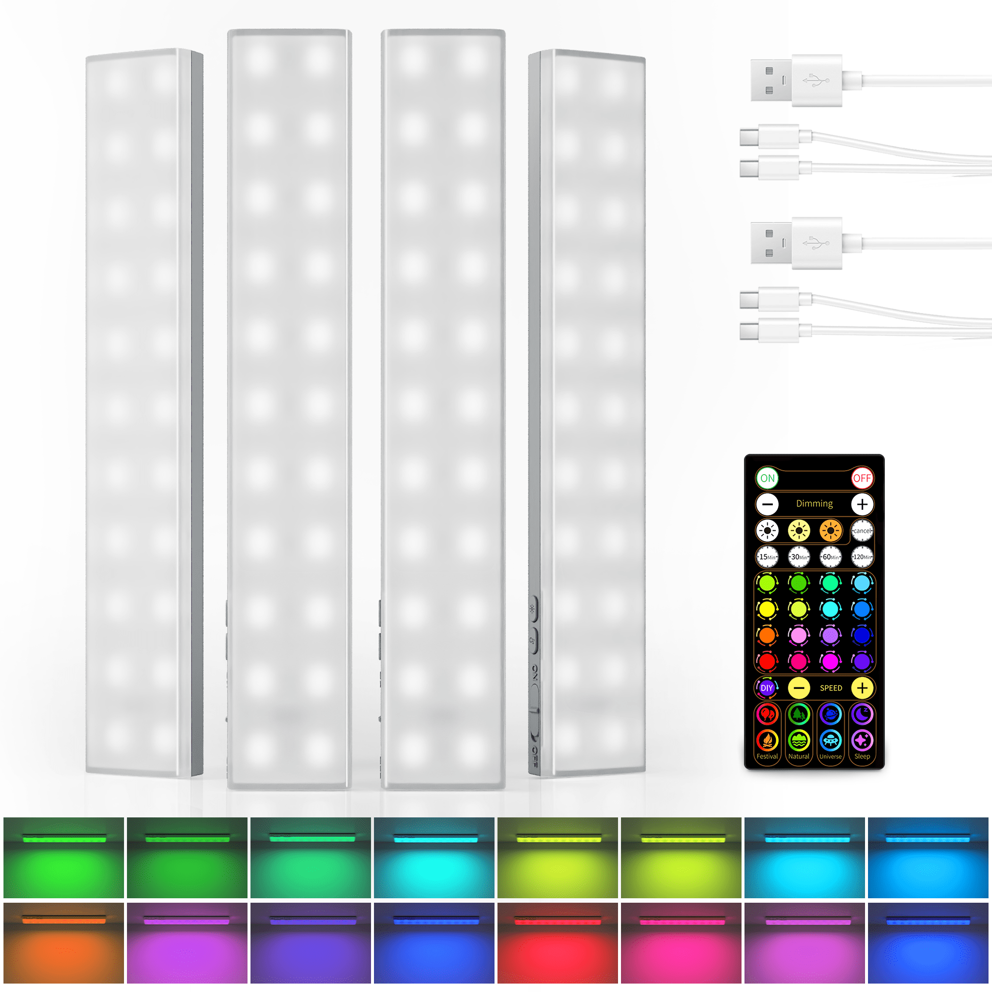 EZVALO 80 RGB Color Changing Under Cabinet Lighting Wireless, 1800mAh Rechargeable Shelf Lights, Magnetic, Timer & Dimmable Bar Light with Remote for Kitchen, Display Case, Cabinet, 6Pack - EZVALO