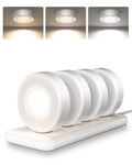 EZVALO LED Puck Lights, Rechargeable Battery Touch Light, 2.5'' Mini Tap Lights, Wireless Closet Light, Under Cabinet Lighting, 3 Color Temps, Sitck On Lights for Kitchen,Closet,Pantry,Shelves(2 Pack) - EZVALO