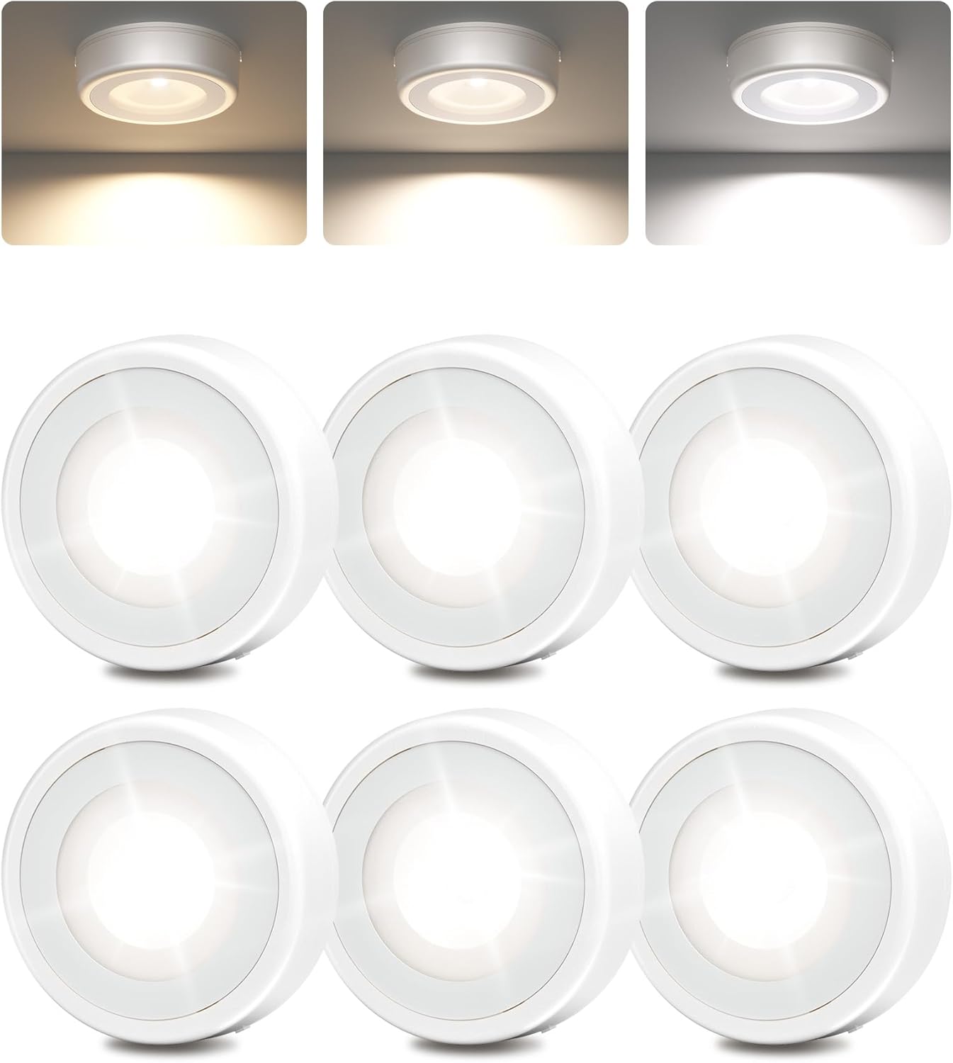 EZVALO LED Puck Lights, Rechargeable Battery Touch Light, 2.5'' Mini Tap Lights, Wireless Closet Light, Under Cabinet Lighting, 3 Color Temps, Sitck On Lights for Kitchen,Closet,Pantry,Shelves(2 Pack) - EZVALO