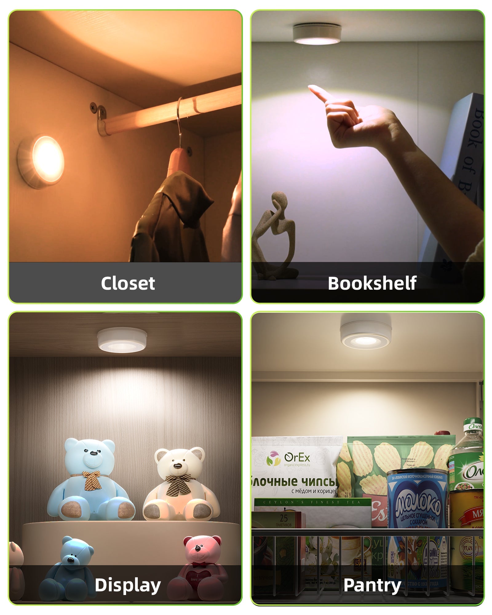 EZVALO LED Puck Lights, Rechargeable Battery Touch Light, 2.5'' Mini Tap Lights, Wireless Closet Light, Under Cabinet Lighting, 3 Color Temps, Sitck On Lights for Kitchen,Closet,Pantry,Shelves(2 Pack) - EZVALO