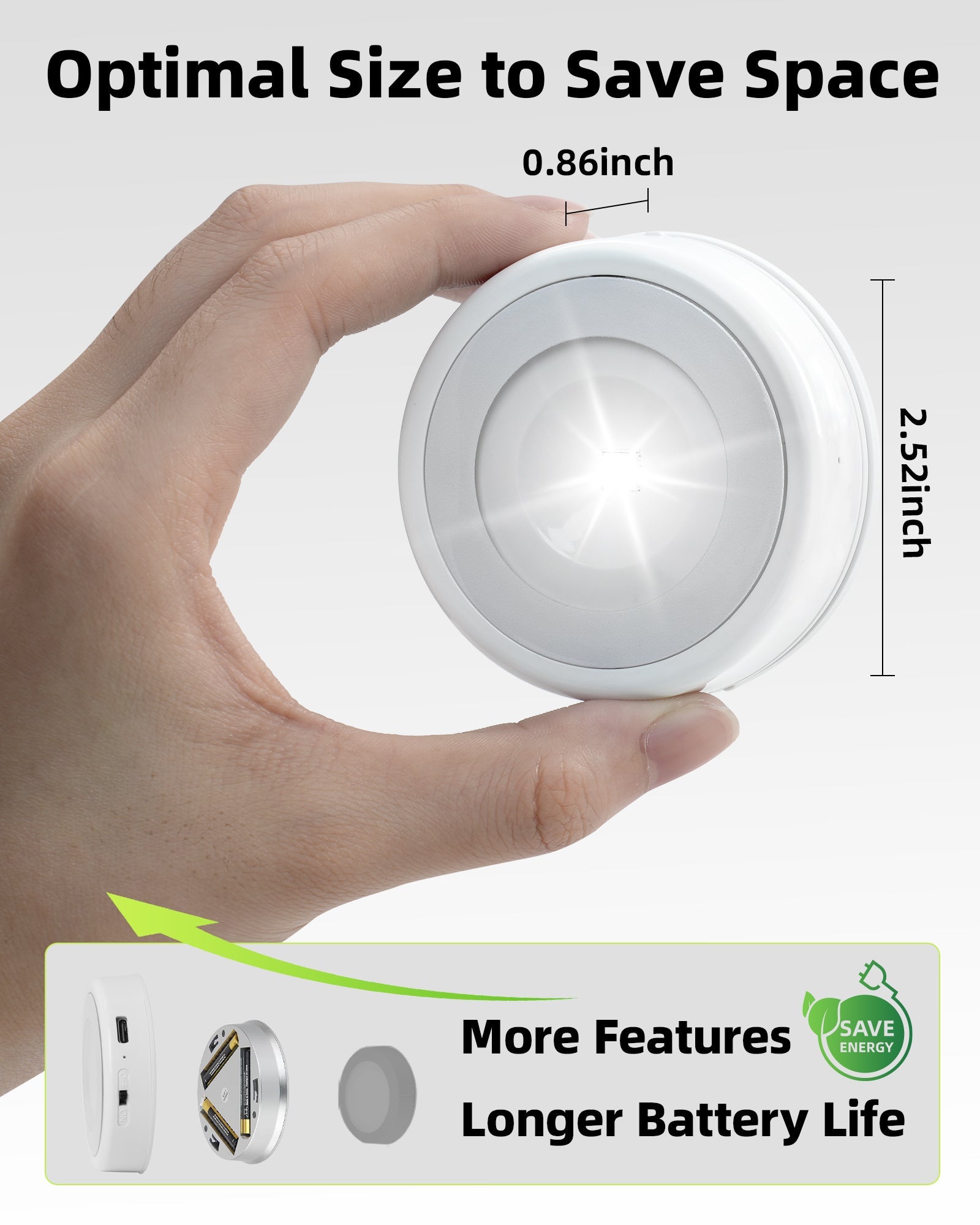 EZVALO LED Puck Lights, Rechargeable Battery Touch Light, 2.5'' Mini Tap Lights, Wireless Closet Light, Under Cabinet Lighting, 3 Color Temps, Sitck On Lights for Kitchen,Closet,Pantry,Shelves(2 Pack) - EZVALO