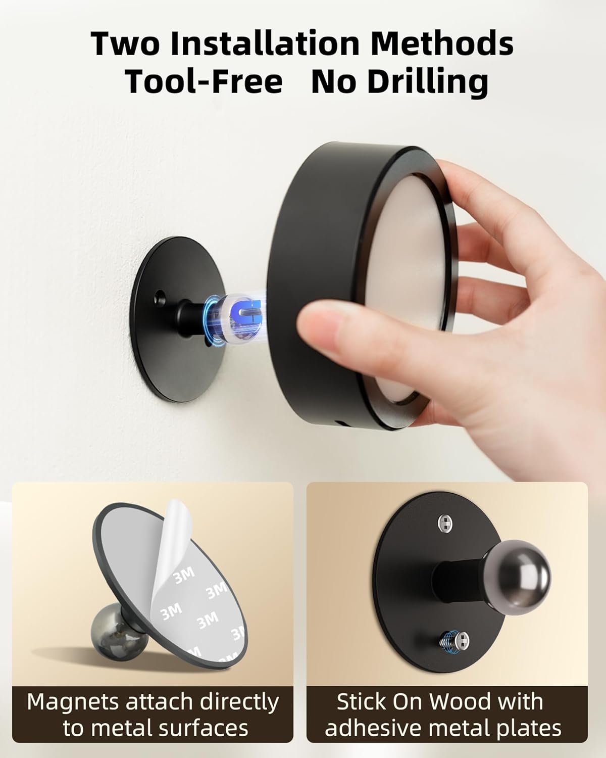 EZVALO LED Wall Mounted Lights, 5500mAh Rechargeable Wall Sconces Lamp, 3 Color Temps & Remote and Touch Control, 360°Rotation Dimmable Cordless Wall Light for Bedroom Reading Study Bedside (2 Pack) - EZVALO