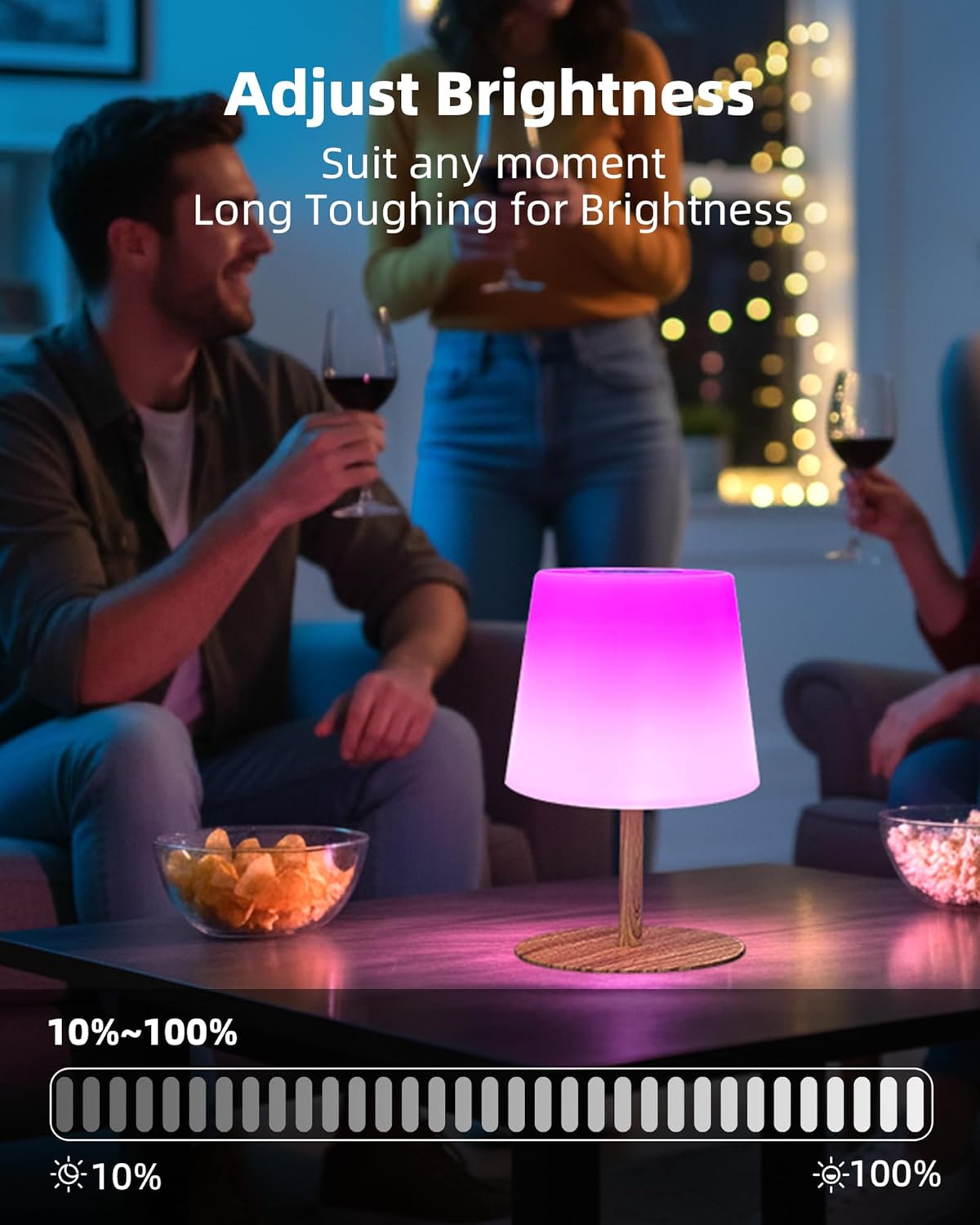 EZVALO Outdoor Cordless Table Lamp, IP65 Waterproof 4500mAh Rechargeble Shower Lamp, Dimmable Touch Lamp, LED Night Light Lamp for Bathroom Patio Camping Restaurant Home - EZVALO