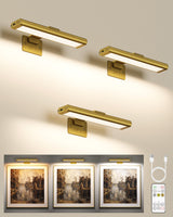 EZVALO Picture Light for Wall, Rechargeable 2400mAh Battery Lights Wireless with IR Remote, 3 Color & Dimmable Magnetic 7.8'' LED Lights Display for Painting, Living Room, Gallery, Bedroom(Black - 3P) - EZVALO