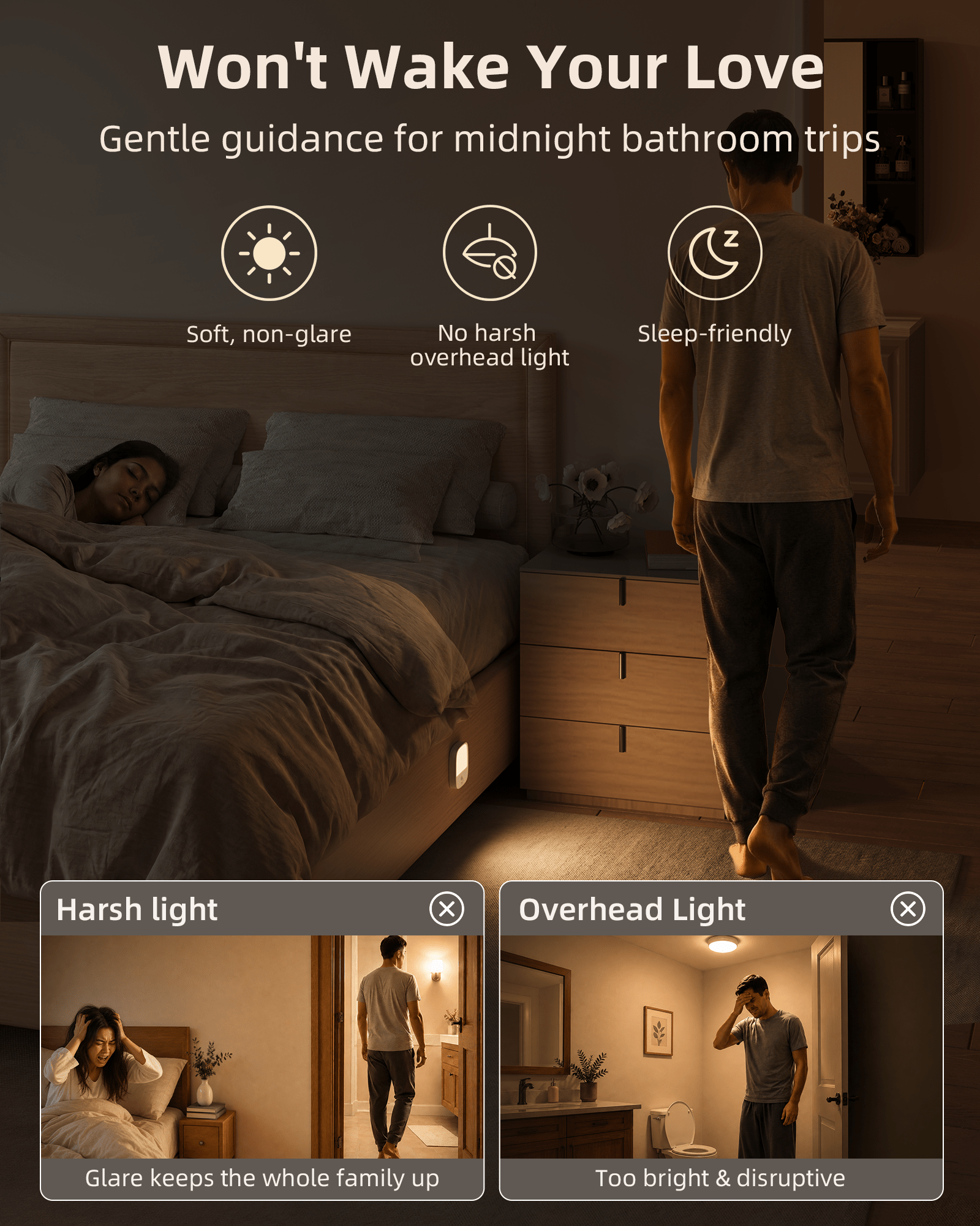 EZVALO Rechargeable Motion Sensor Night Lights, 4 Pack Magnetic Stick-On LED Lights, 3 Color Temperatures, 10%-100% Dimming & Memory, 1000mAh Light for Closet, Bedroom, Hallway, Stairs, Bathroom - EZVALO