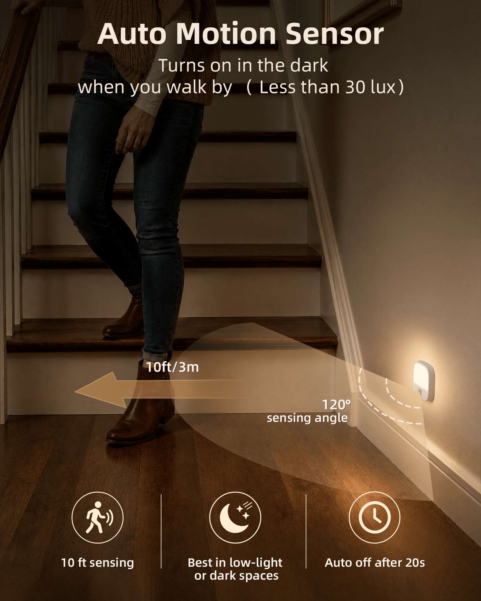 EZVALO Rechargeable Motion Sensor Night Lights, 4 Pack Magnetic Stick-On LED Lights, 3 Color Temperatures, 10%-100% Dimming & Memory, 1000mAh Light for Closet, Bedroom, Hallway, Stairs, Bathroom - EZVALO